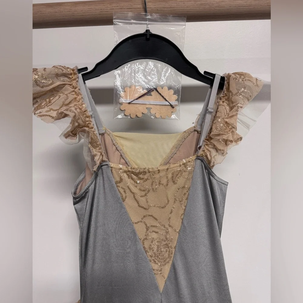 New Weissman Silver Gray Gold Tiered Dance Ballet Costume Tutu MA Medium Adult